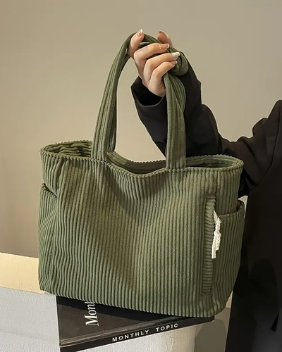 Bo | Geribbelde handtas met trekkoord