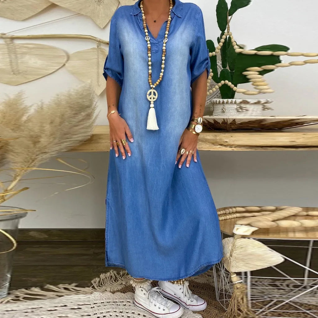 Lea | Lange jurk jeanslook