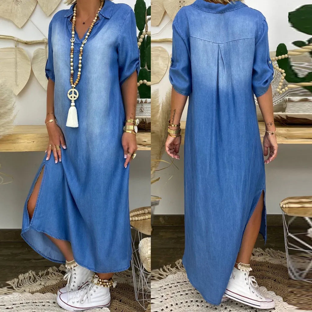 Lea | Lange jurk jeanslook