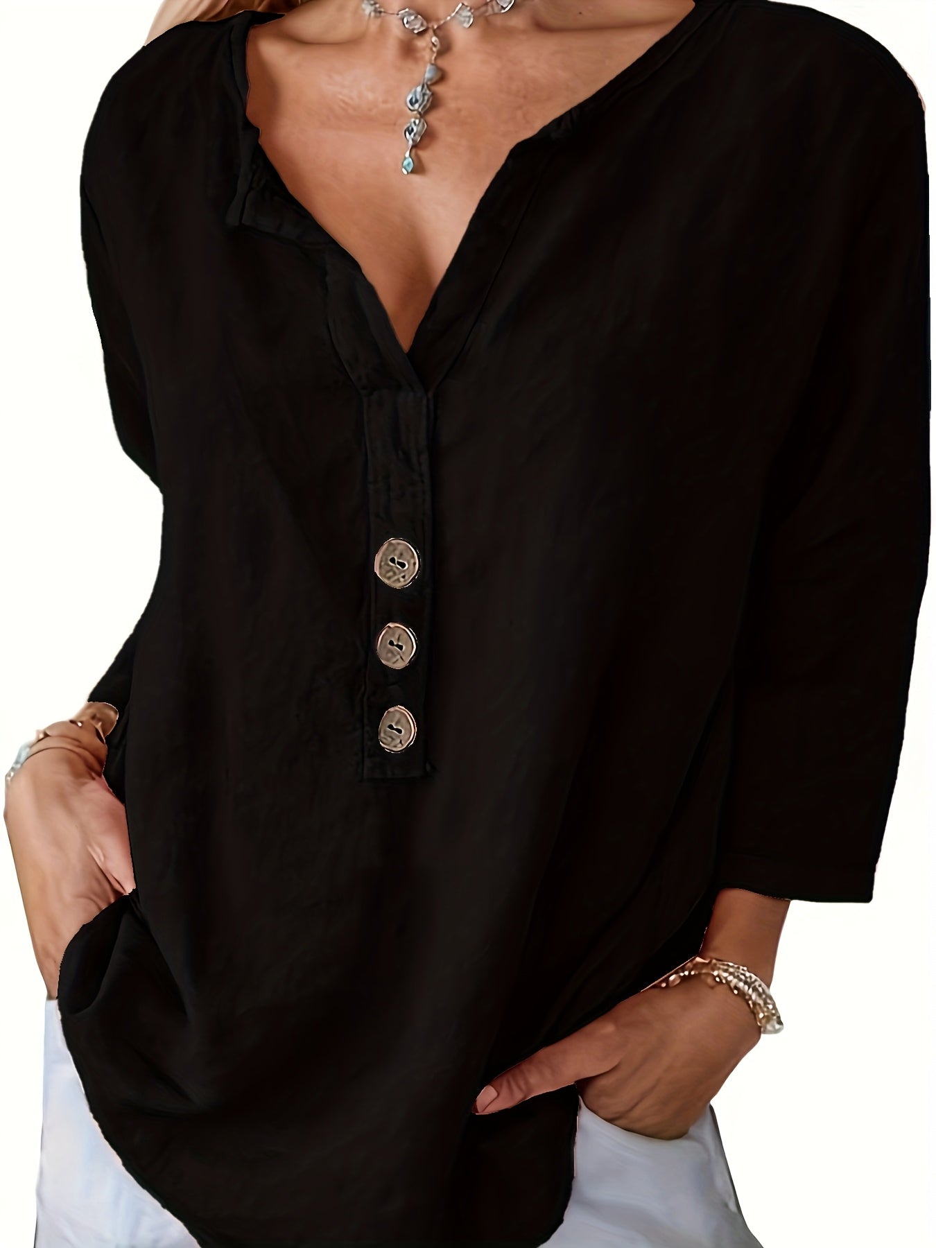 Frederika | Blouse met knoopdetail