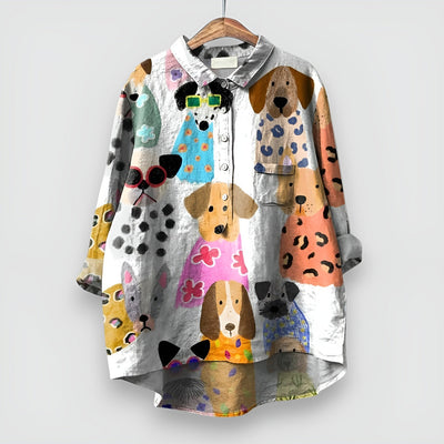 Kathrin | Damesblouse met hondenprint