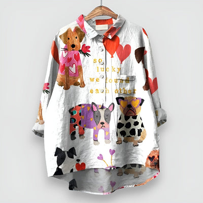 Kathrin | Damesblouse met hondenprint